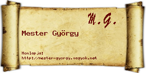 Mester György névjegykártya